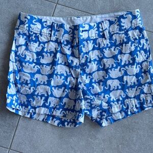 Lilly Pulitzer Blue and White Elephant Print Shorts